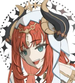 💧 fille anime, cheveux rouges, cornes, fantaisie, personnage, art whatsapp sticker