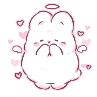 🥺 귀여운, 천사, 토끼, 하트, 카와이 telegram sticker
