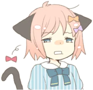 😒 Anime, Catgirl, Cute, Kawaii, Mangá, Personagem, Ilustração telegram sticker