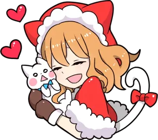 ☺️ Anime, Gadis, Kucing, Hati, Lucu, Kawaii, Chibi telegram sticker