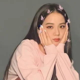 😀 kobieta, portret, motyle, piękno, koreański telegram sticker
