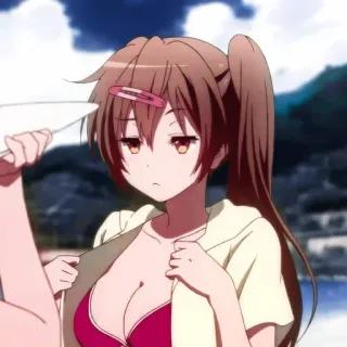 🎭 Anime, Chica, Bikini, Linda, Verano, Playa whatsapp sticker