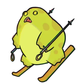⛷ Frosch, Ski, Cartoon, Lustig, Süß, Tier, Sport telegram sticker