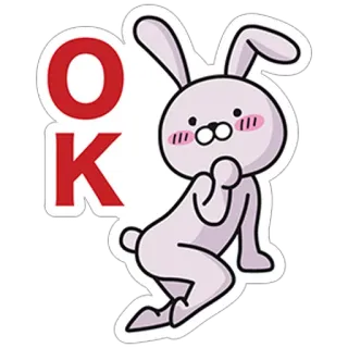 🆗 OK กระต่าย, โอเค, กระต่าย, น่ารัก, สัตว์ telegram sticker