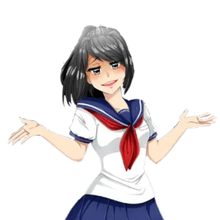 🤷‍♀ animé, fille, uniforme scolaire, haussement d'épaules, suffisant telegram sticker