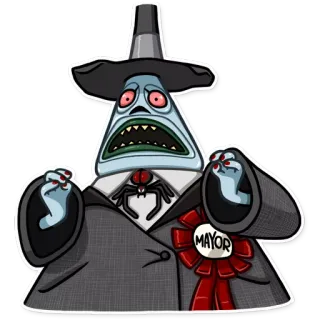 😨 Mayor The Nightmare Before Christmas MAYOR Мэр, Кошмар перед Рождеством, Мультфильм, Персонаж, Лента telegram sticker