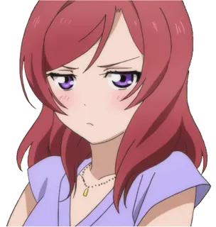 😑 อนิเมะ, ผู้หญิง, การ์ตูน, ตัวละคร, สีหน้า, ไม่พอใจ, มังงะ telegram sticker