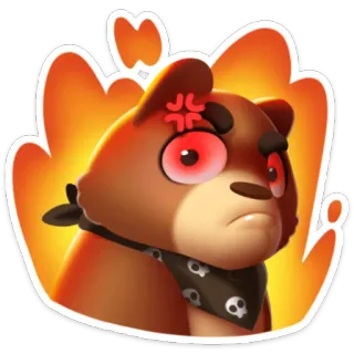 😡 медведь, злой, череп, бандана, мультфильм whatsapp sticker