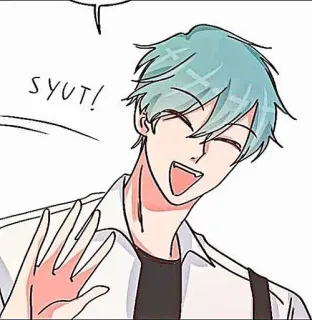 🎸 SYUT! อนิเมะ, เกาหลี, ผู้ชาย, คลื่น, ทักทาย, การ์ตูน telegram sticker