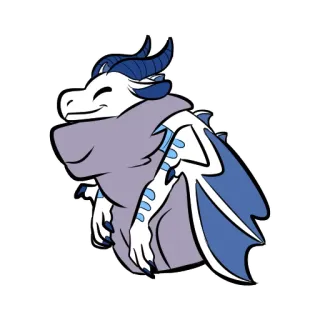 ❤ 龙, 可爱, 翅膀, 卡通, 友善, 白色, 蓝色 telegram sticker