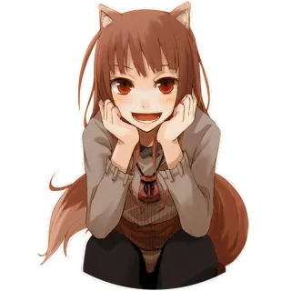 😊 Holo Spice and Wolf Аниме, Волк, Уши, Персонаж, Холо, Spice and Wolf telegram sticker