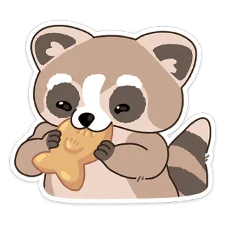 😔 rakun, hewan, imut, kawaii, stiker, ikan, kartun whatsapp sticker