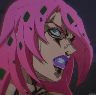 🐸 Diavolo JoJo's Bizarre Adventure Anime, pinke Haare, Diamant, Bösewicht, Jojo telegram sticker