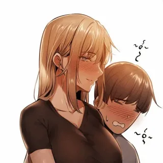 🌒 anime, couple, romance, blush, affection telegram sticker