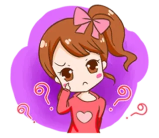 😲 desenho animado, pergunta, menina, confusa, kawaii whatsapp sticker
