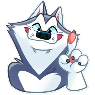 ☝️ Hund, Husky, Tier, Cartoon, Geste, Stinkefinger whatsapp sticker