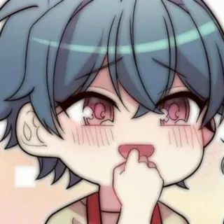 💬 Estilo anime, Mono, Chibi, Dibujos animados, Sonrojado, Chico telegram sticker