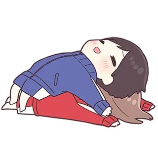 💙 cartoon, sleep, nap, couple, chibi whatsapp sticker