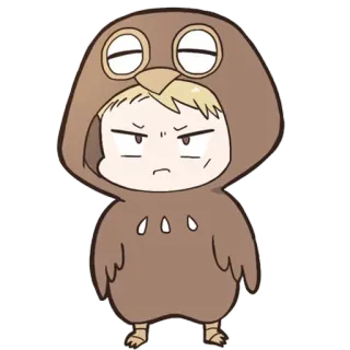 😠 hibou, animal, dessin animé, costume, mignon, mascotte telegram sticker