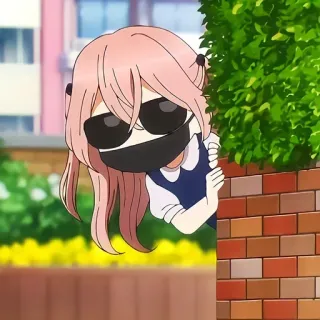 ❔ Anime, Mädchen, Sonnenbrille, Verstecken, Spähen, Cartoon, Figur telegram sticker