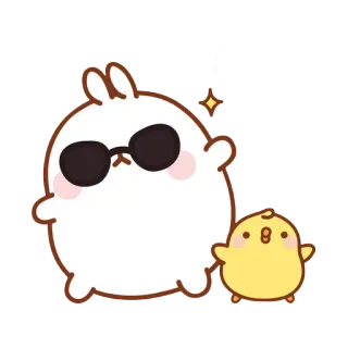 😎 molang, piumpium, kawaii, cute, rabbit, sunglasses, sparkle, bunny, chick telegram sticker