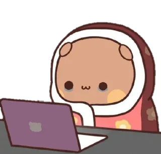 🍼 Kreskówka, Niedźwiedź, Komputer, Laptop, Słodkie, Zwierzę, Kawaii, Naklejka telegram sticker