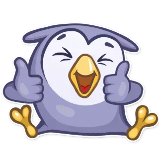 👍 pingüino, dibujo animado, pulgar arriba, aprobación, lindo, feliz, pájaro, animal whatsapp sticker