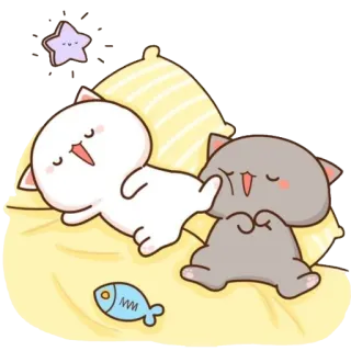 😴 cats, sleeping, cute, animals, cartoon, fish, kawaii whatsapp sticker