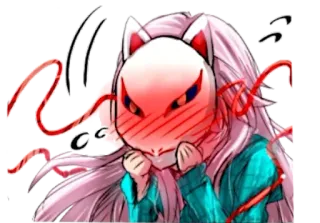 😳 anime, mask, fox, red, blush, cute telegram sticker