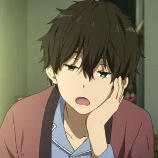 ➖ Anime, Menino, Cansado, Sonolento, Masculino whatsapp sticker