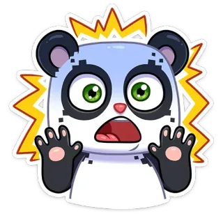 😱 panda, choqué, surpris, dessin animé, animal, expression, peur whatsapp sticker