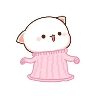 👗 kucing, anak kucing, lucu, merah muda, sweter, kartun, kawaii telegram sticker