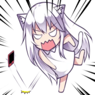 😡 Anime, Katzenmädchen, süß, Manga, Cartoon, wütend, Chibi telegram sticker