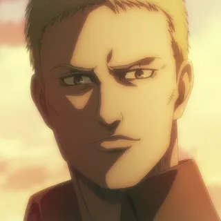 🙂 Reiner Braun Attack on Titan Anime, Ataque dos Titãs, Reiner Braun, Soldado, Militar, Personagem, Sério telegram sticker