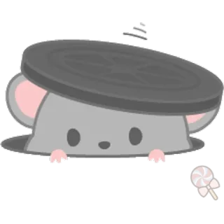 🐀 мышь, серый, дыра, мультфильм, каваи telegram sticker