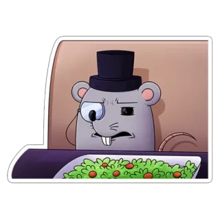 🎩 ratón, monóculo, sombrero de copa, ensalada, dibujos animados, roedor whatsapp sticker