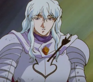 😌 Griffith Berserk anime, armor, sword, knight, fantasy telegram sticker