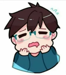 ❄️ chibi, anime, emoticon, glasses, exhausted, sad, sticker telegram sticker