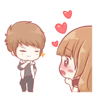 🥰 love, couple, cartoon, romance, hearts, cute telegram sticker