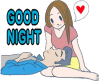 🌙 GOOD NIGHT boa noite, amor, casal, dormir, desenho animado, romântico telegram sticker