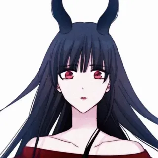 🔸 anime, demon, girl, horns, red eyes, manga, cartoon, character telegram sticker