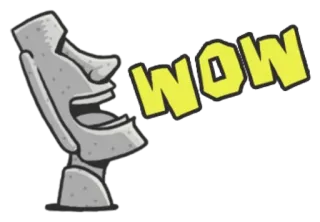 🐷 WOW Moai, Beeld, Wow, Paaseiland, Expressie, Reactie whatsapp sticker