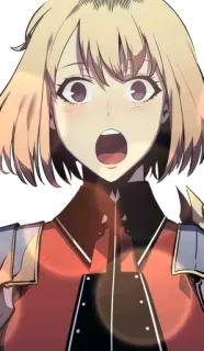 😯 Anime, geschockt, blonde Haare, rot, Charakter whatsapp sticker