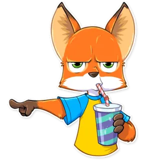 👈 fox, cartoon, animal, drink, pointing, character, illustration telegram sticker