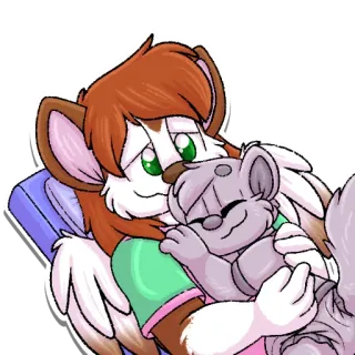🥱 Фурри, Мультфильм, Животное, Милый, Объятие, Любовь telegram sticker