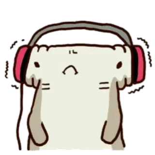 🙂 動物, 猫, 悲しい, ヘッドホン, 音楽, 漫画, ステッカー telegram sticker