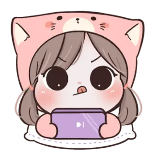 🐱 kawaii, anime, cartoon, girl, cat, cute telegram sticker