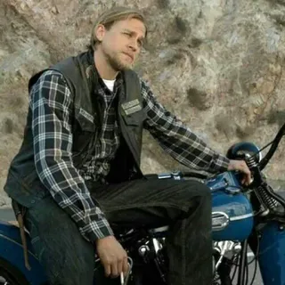 😞 Jax Teller Sons of Anarchy motorcycle, biker, man, vest, plaid telegram sticker