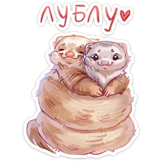⭐ лублю furão, fofo, amor, animal, animal de estimação, amizade telegram sticker