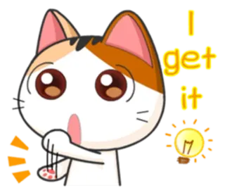 💡 I get it gato, lâmpada, ideia, desenho animado, adesivo telegram sticker